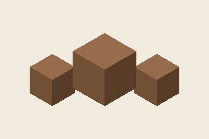 Illustration of three brown cubes representing cubic yards of topsoil